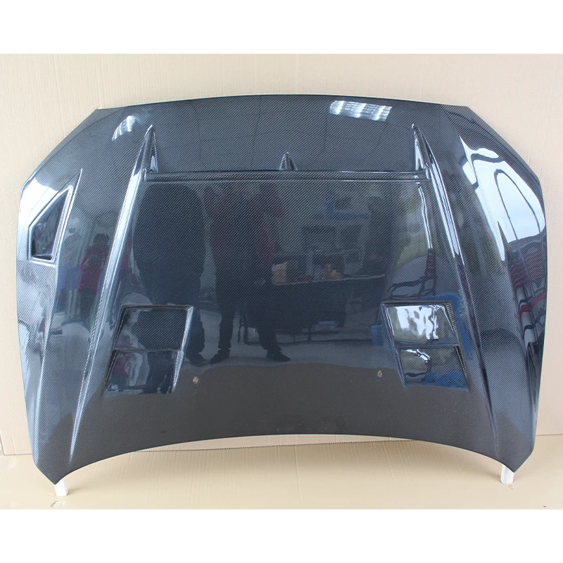 

OUER Car Upgrade Carbon Fiber Engine Hood New Condition Fit Mitsubishi 2009-2016 Lancer EX Wet Battle Style Black Bolt-On