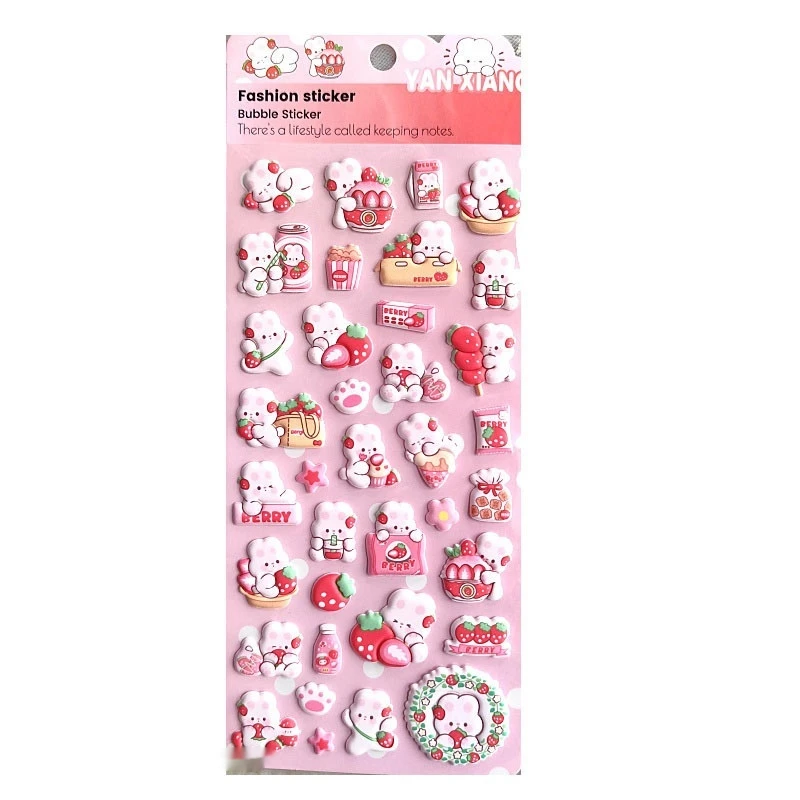 4Pcs Kawaii 3D Stickers Cartoon DIY Stationery Stickers for DIY Book Notebook Nail Phone Case Scrapbooks Calendars