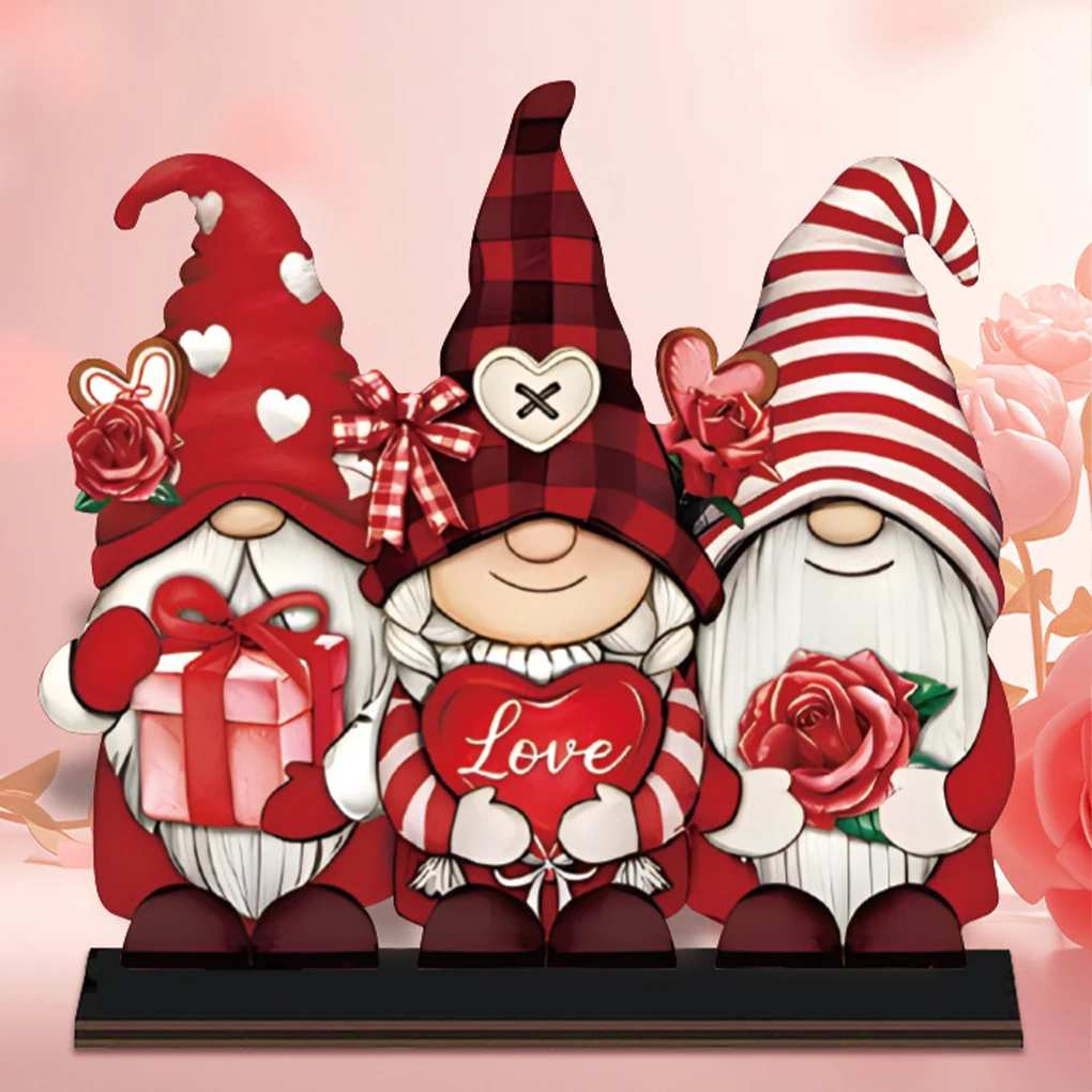 Wood Romantic Valentines Gnome Desktop Decoration Eye-catching For Home Adding Some Fun To Home