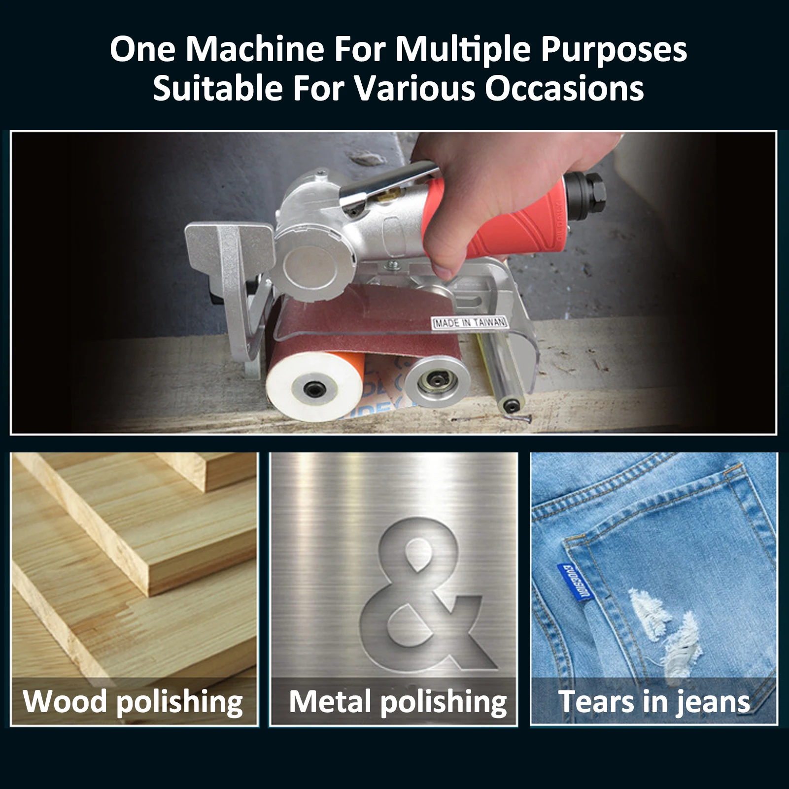 ベルトサンダー 7000rpm ハンドル角度調整可能な空気圧ローラーベルトサンダー 11 研磨ベルト付き木材金属研磨用