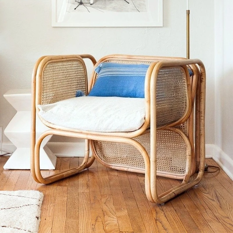 Nordic rattan sofa chair combination indoor homestay style Indonesian rattan double chair casual simple rattan chair