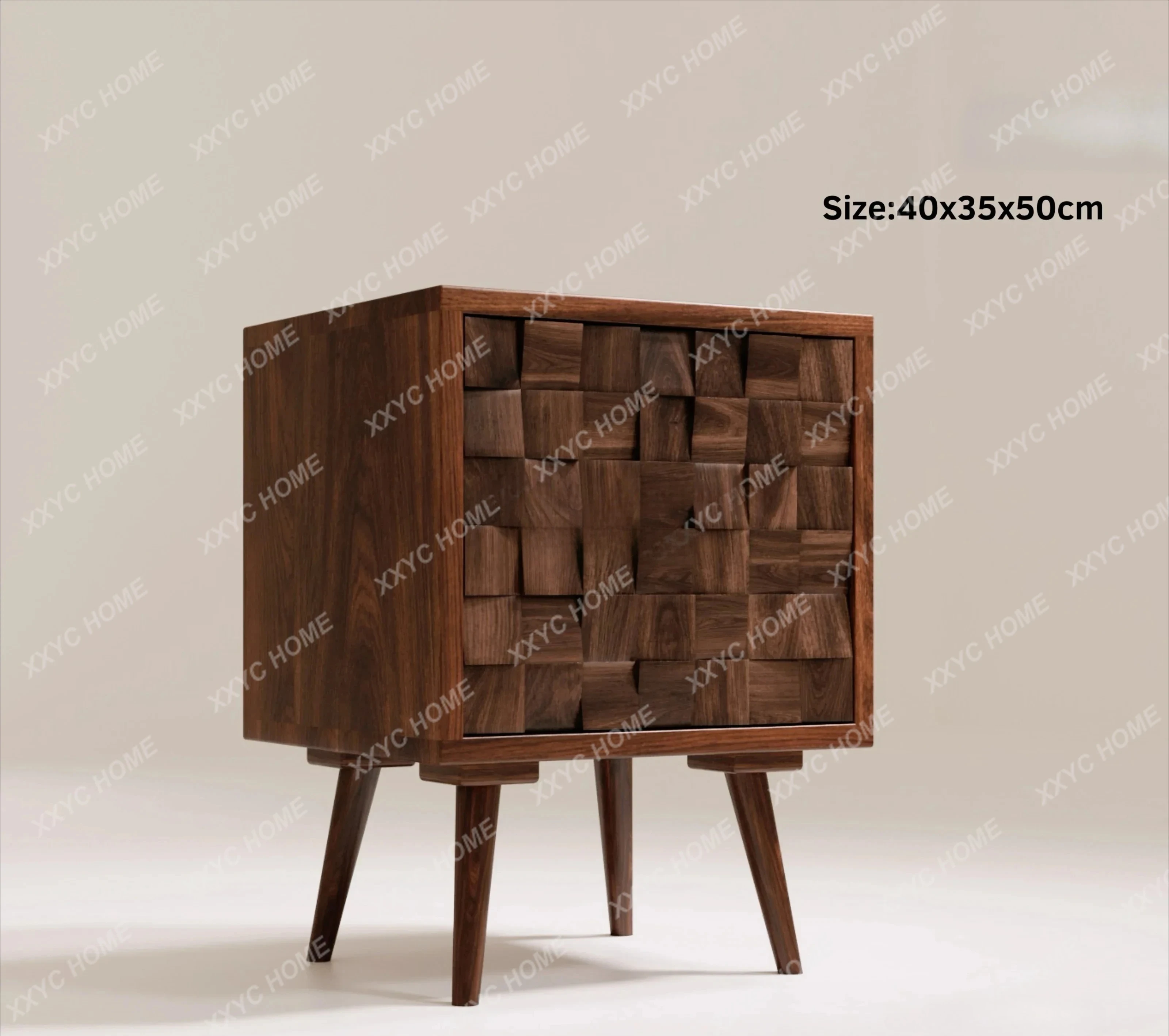 A   wabi-sabi style bedside table Solid wood storage low cabinet Middle ancient side table
