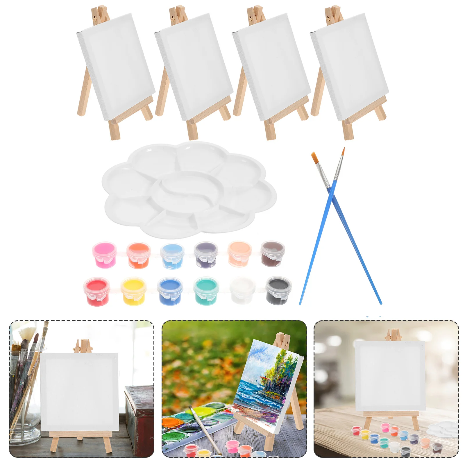 

Деревянный мольберт, набор художественной доски, мини-мольберты, безопасные края, рамка для масляной живописи, наборы холстов для взрослых, детей, украшение дома