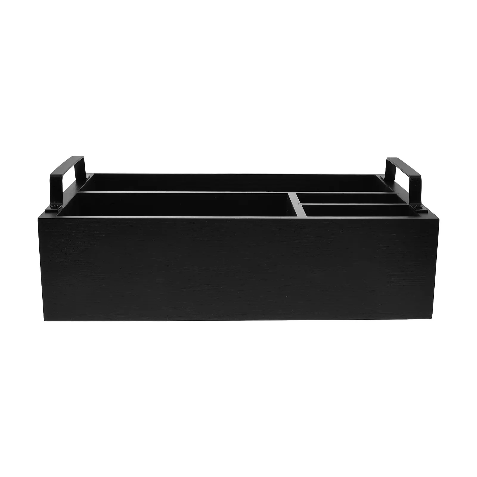 

Coffee Station Organizer Wooden Countertop Bar Storage Box Multi Compartment Design for Coffee Syrup Sugar Packets Straws Spoons