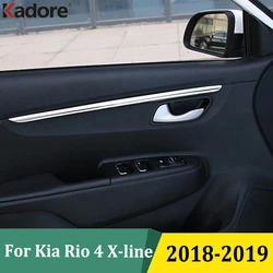 For Kia Rio 4 X-line 2018 2019 Door Decoration Moulding Cover Trim Strip Protection Car Stickers Interior Accessories