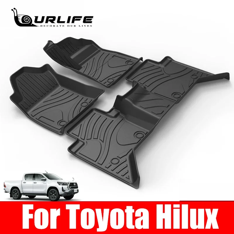 Car Floor Mats for Toyota HILUX 2015 2016 2017 2018 2019 2020 Left Right Rudde TPE Custom Auto Foot Pads Accessories