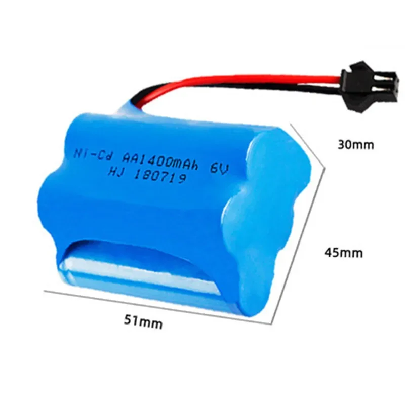 2 Pack 6V 1400mAh Ni-Cd Rechargeable Batteries Ni-Cd 6V 1400mAh RC Toy Car SM 2Pin Plug Battery