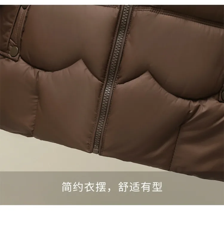 2027 Winter Parkas Women Down Cotton Jacket V-neck Large Fur Collar Belt Mid Length Cotton-padded Coat Female Outerwear Overcoat