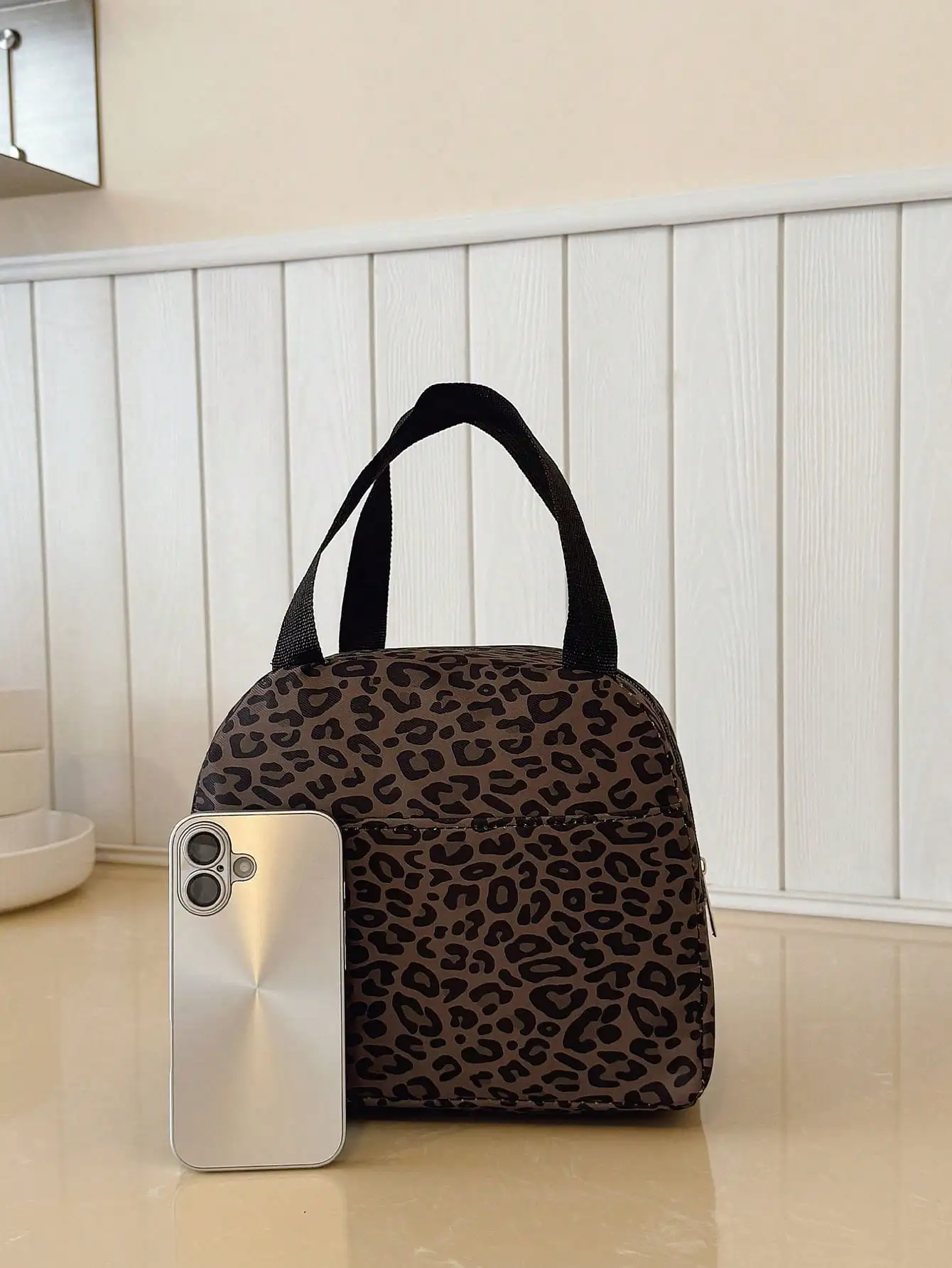 Portable Lunch Bag, Thermal Lunch Box, Bento Bag, Dinner Insulated Bag, Thickened Cute Lunch Fruit Bag For Students, Pink Leopard Print & Floral Lunch Bag, Women Insulated Cooler Bag, Autumn/Winter Fashion Leopard Print Women Wallet sg2407226902637305 view 3