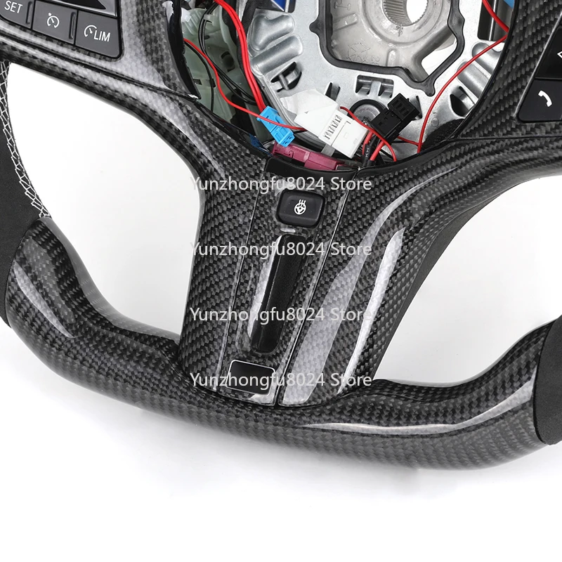 With Heated Button Half Alcantara Carbon Fiber LED Steering Wheel