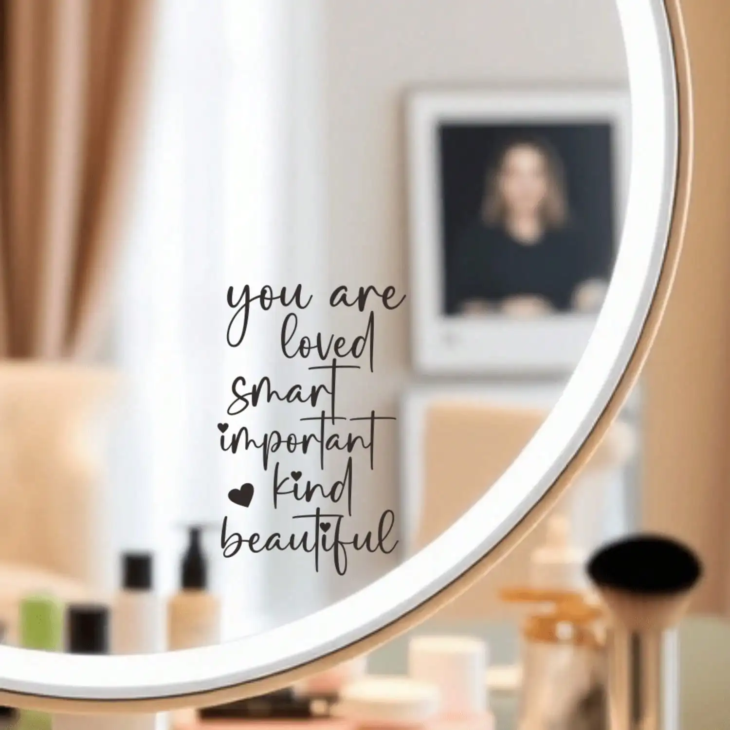 2pc You Are Loved Mirror Decal – Inspirational Self-Love Vinyl Sticker, Positive Affirmation Wall Art For Bedroom, Bathroom