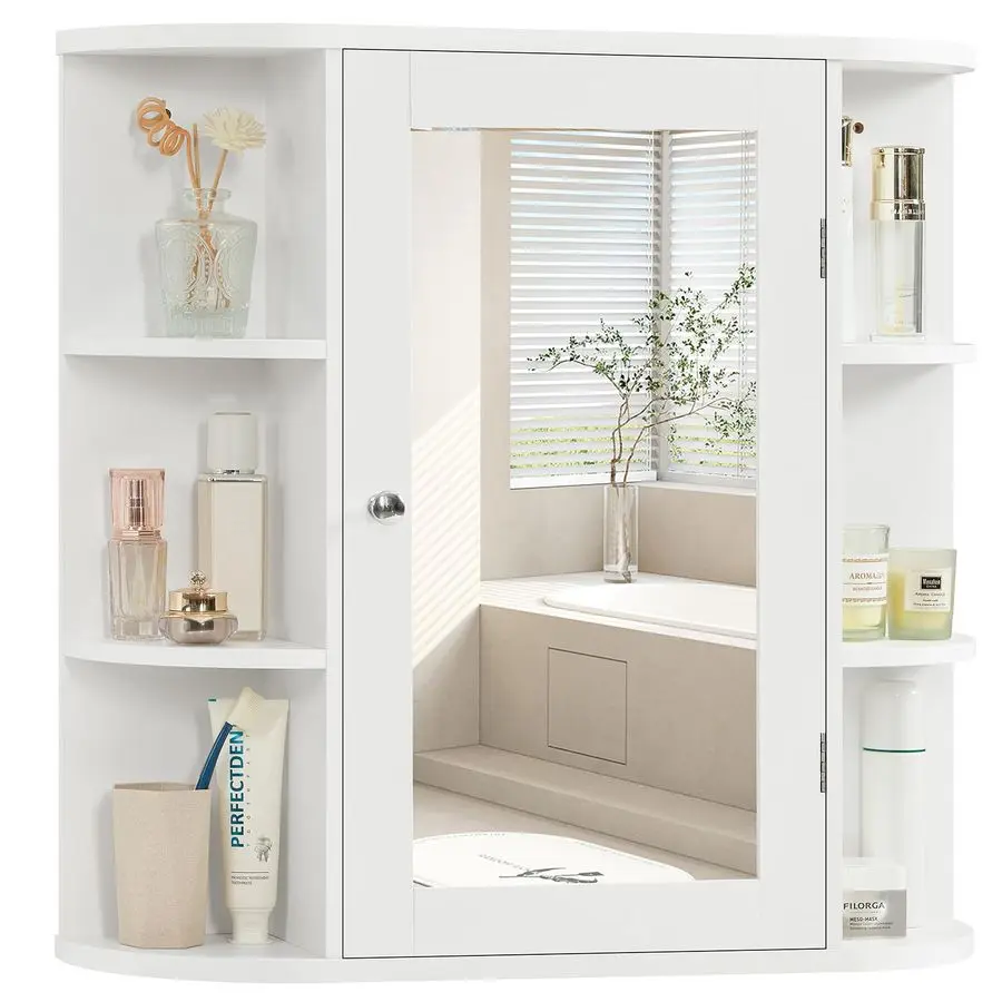 

Зеркальный шкаф для медикаментов с дверцами и регулируемыми полками, зеркальный шкаф для ванной комнаты, шкафы для медикаментов в ванную, белый цвет