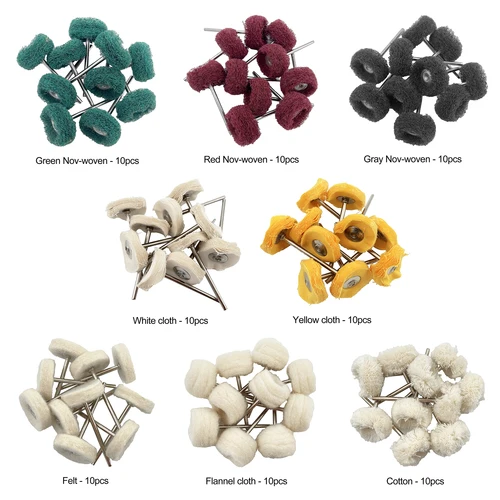 Imagen 2 del producto 10 Uds laboratorio Dental odontología Odontologia cepillo de pulido rueda herramientas rotativas 2,35mm HP vástago lana cabra algodón negro Buff