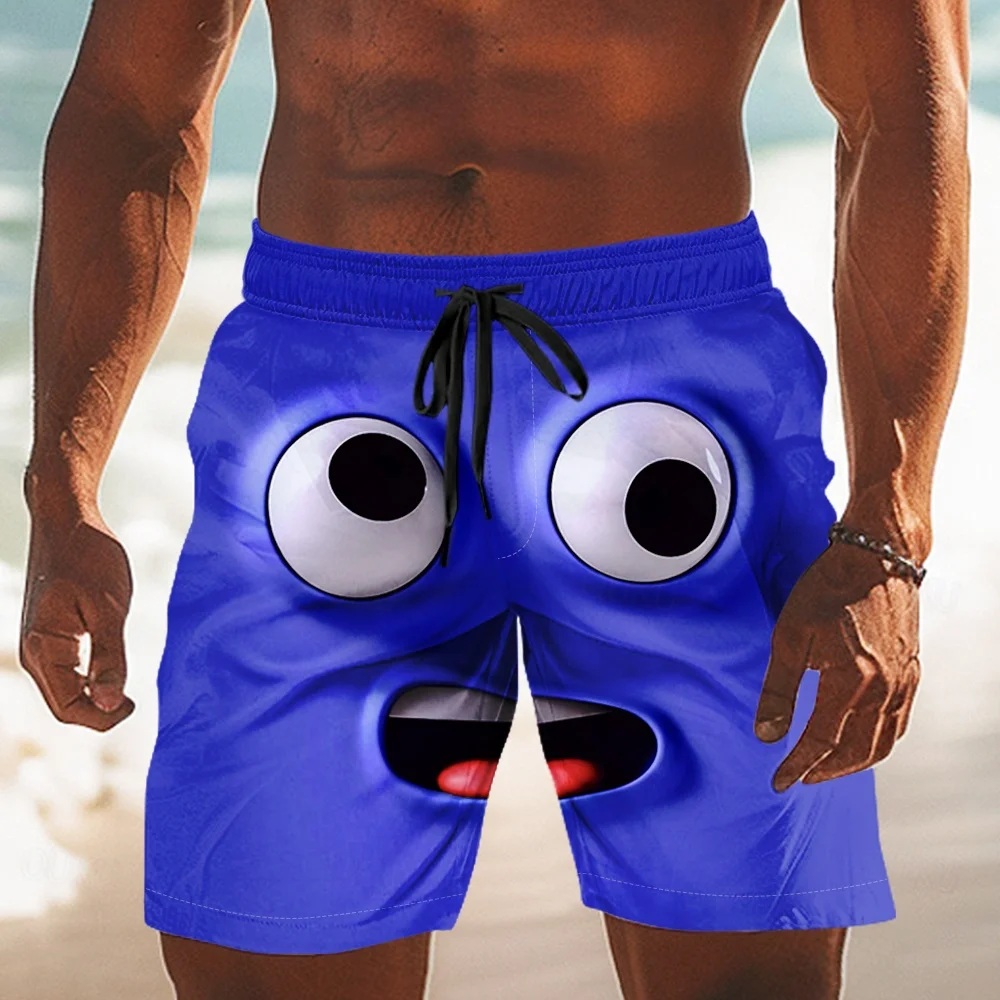 Sommerlicher Verkaufsschlager: Herren Cartoon-Smiley Strandshorts im Hawaii-Stil, Schnelltrocknende Freizeit-Sportshorts für Urlaub und Eltern-Kind-Aktivitäten