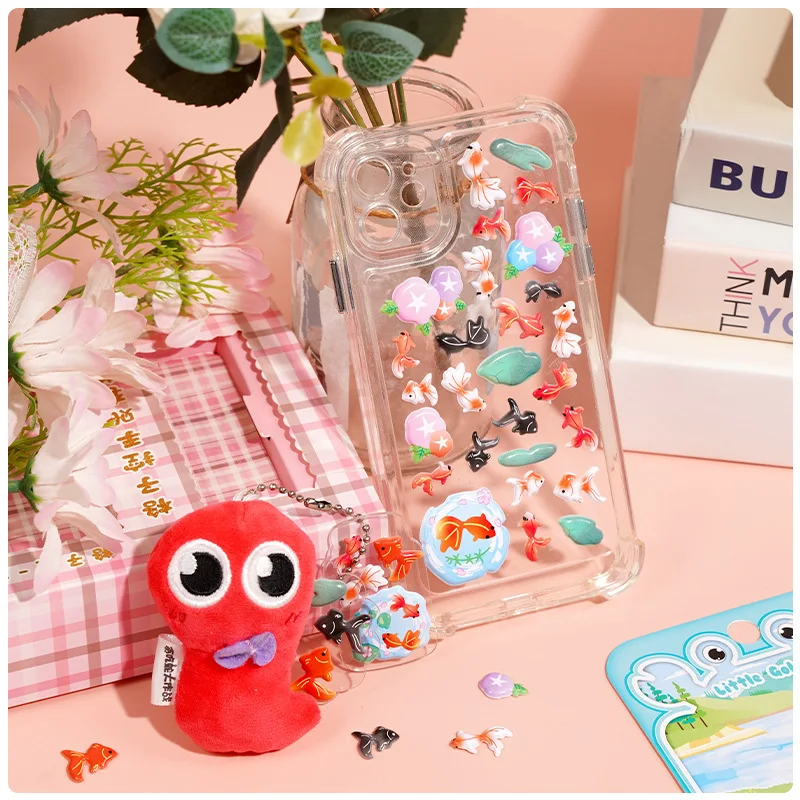 20 шт./лот Kawaii мультфильм маленькая золотая рыбка 3D пышная наклейка канцелярские принадлежности Diy чехол для мобильного телефона украшение наклейка милая девушка подарок