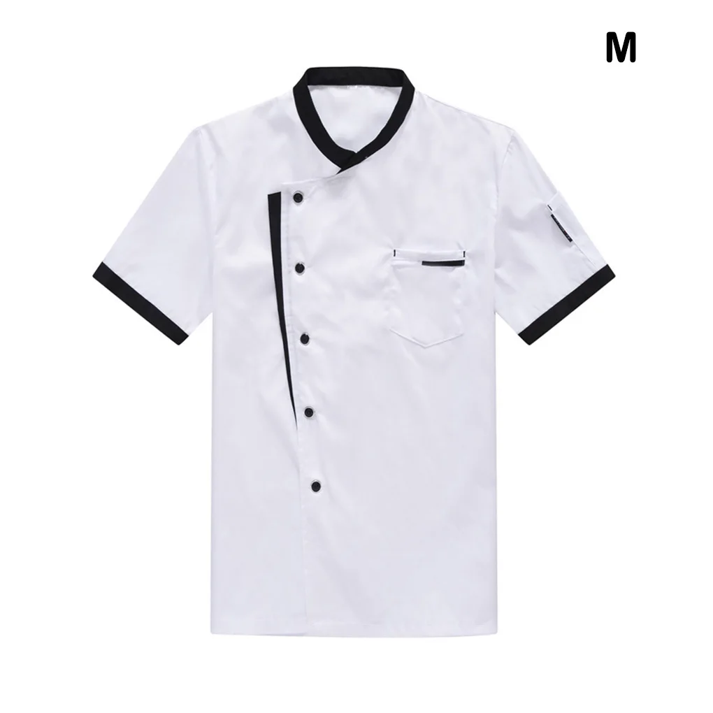 Casaco Chef unisex com mangas curtas, casaco respirável, pele amigável, uniformes de grandes dimensões, tops baratos, padaria camisas