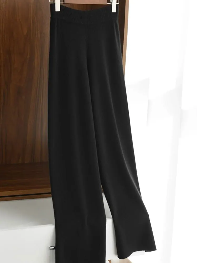 Faionable Pantalones de pierna recta adelgazantes sueltos de cintura alta Pantalones casuales elásticos Súper hermosos Es ular Long Tro...