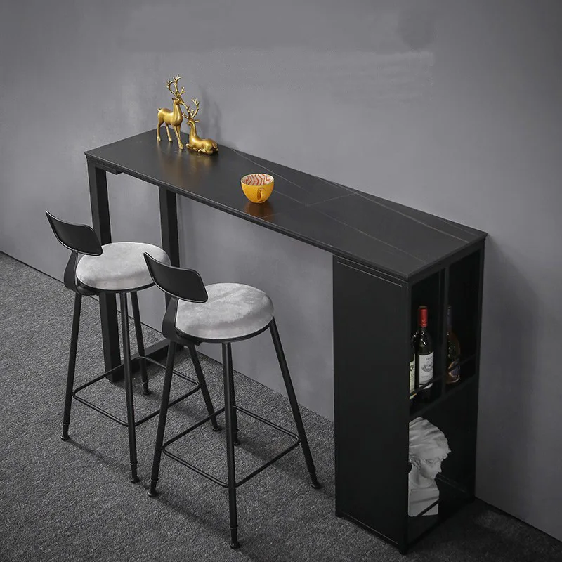 Light luxury rock slab bar table dining table integrated household window balcony commercial bar high table simple marble bar