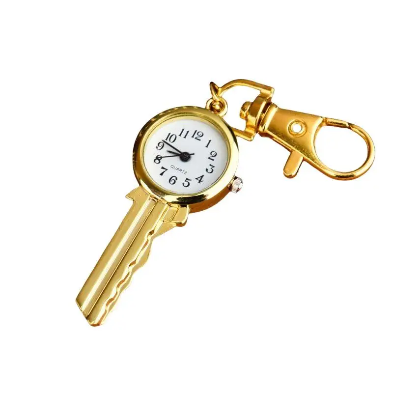 For Daily Use Bag Pendant Creative Gift Mini Golden Key Shaped Quartz Watch With Keychain Clear Dial Perfect