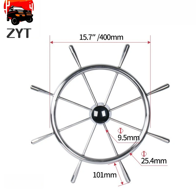 Brand New 1PC 8-spoke stainless steel steering wheel suitable for yachts speedboats trucks RVs