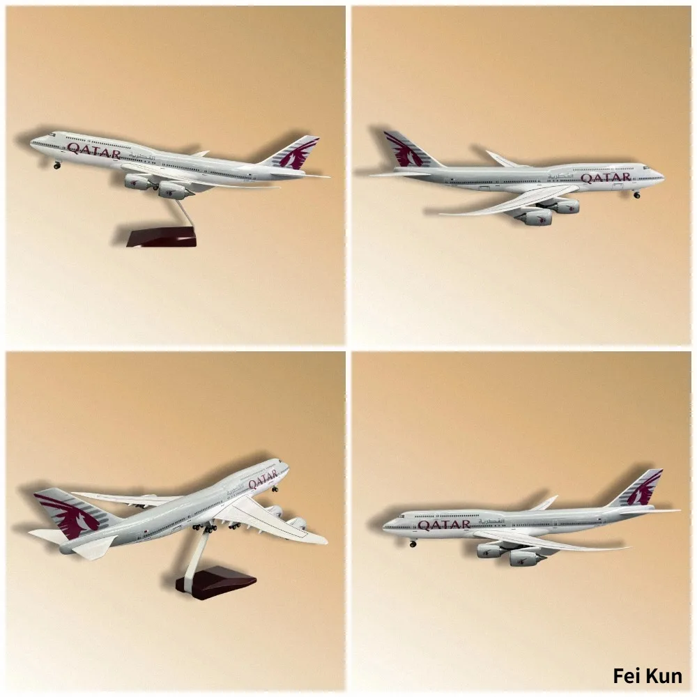 B747 Qatar Airlines 47cm Die-Cast Resin Materials 1/150 Scale Model With wheels and landing gear for Display or as a Gif