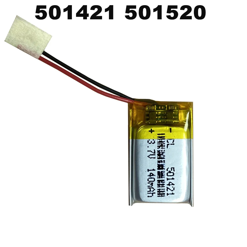 2Pcs 3.7V 140mAh 501421 Replacement Rechargeable Li Lipo Battery 501520 For GPS MP3 Sat Nav Driving Recorder Bluetooth Speaker
