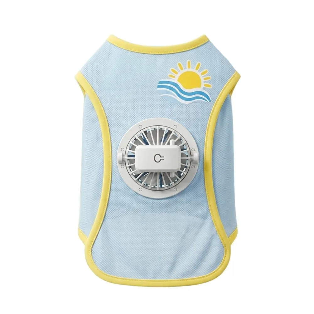 Sunproof Dog Vest with Fan Removable USB Charging Cooling Dog Vest Easy To Clean 3-speed Wind Setting Pet Mesh Clothes Summer