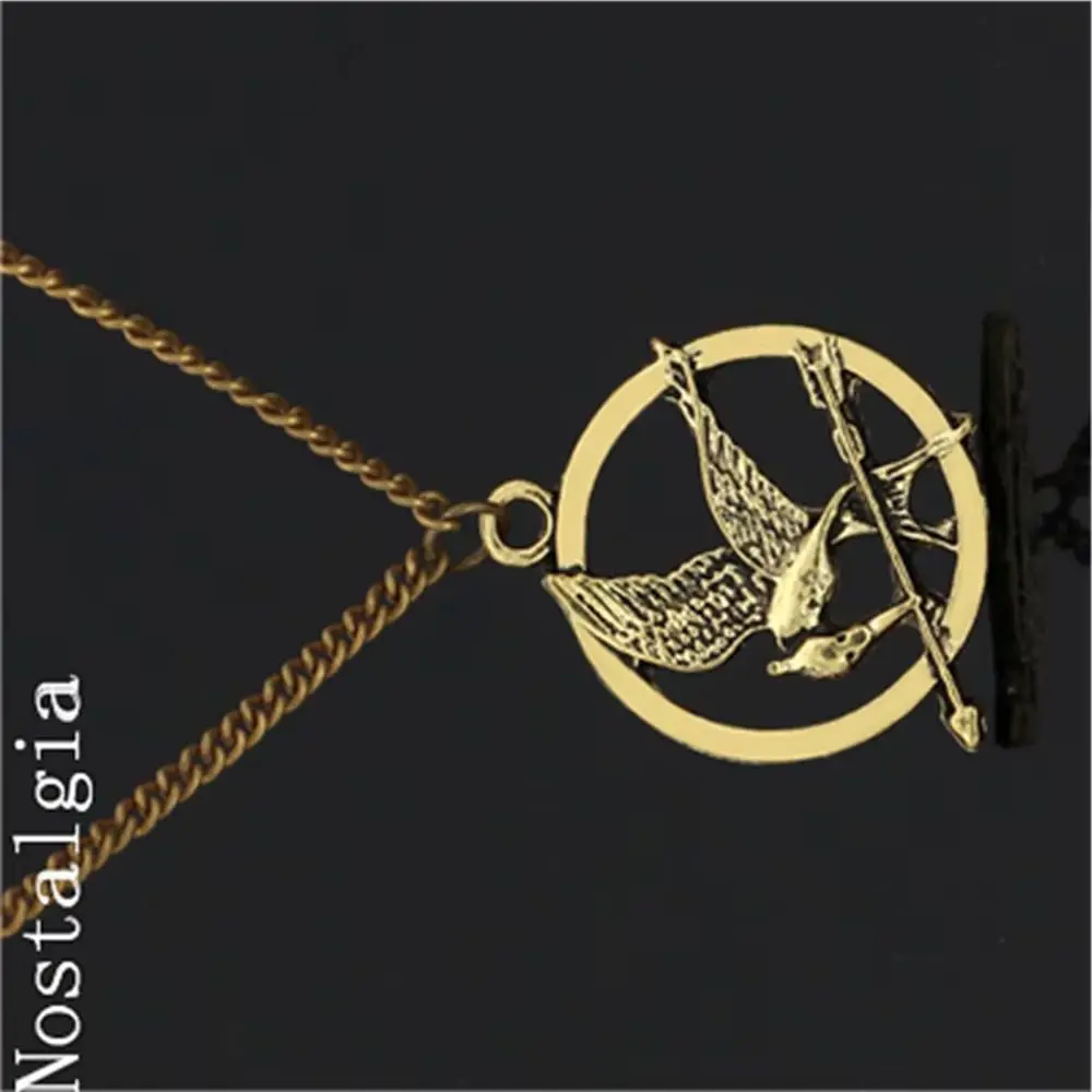 he Hunger Games Metal Pendant Necklace Jewelry Accessories Circular Shape Vintage Punk Mocking Bird Necklaces For Men Women