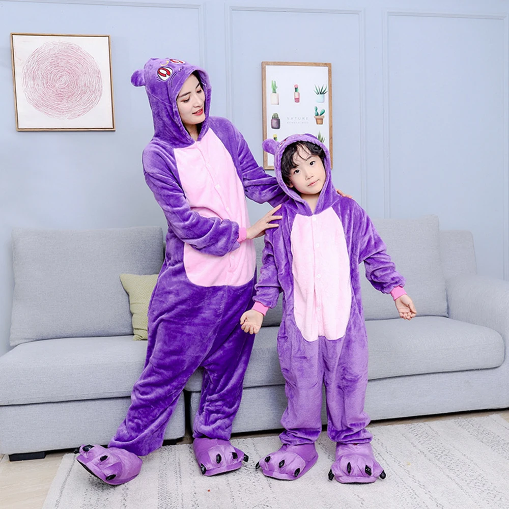 Vêtements de nuit de dessin animé chat violet pour adultes, olympiques de cosplay d'Halloween, chemise de nuit à manches longues, chemise de nuit Glutnel Anime, Kigurumi