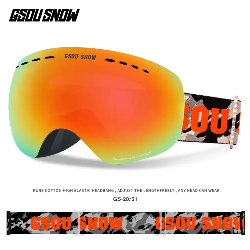 Gusousnow-anti-fog glasses for men and women, myopia glasses, outdoor equipment, snow protection