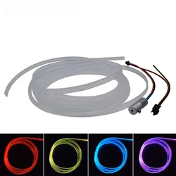 2mX Transparent Skirt side glow plastic PMMA fiber optic cable+ 2W engine driver LED illuminator DC12V R/G/B/Y/P/W