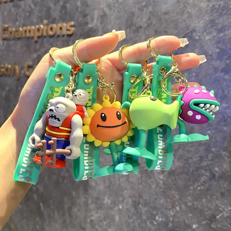 Classic Game Plants vs. Zombies Keychain Cartoon Cute Valentine's Day Couple Backpack Hangup Car Keychain Gift for Children Toys