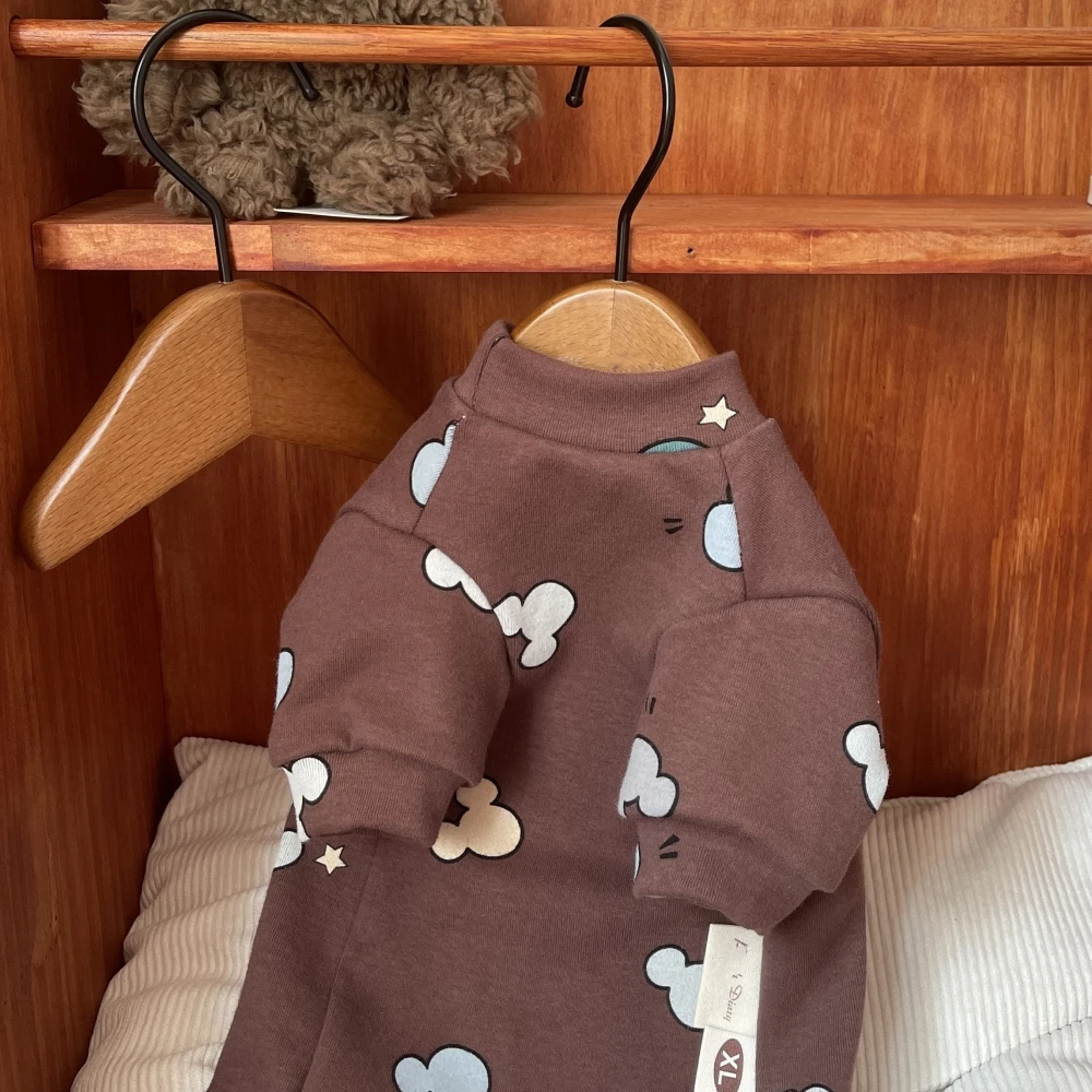 Cotton T-shirt for Sphynx Cat in Spring Sutumn Soft Coffee Cute Print Coat For Kittens Dogs Undershirt for pet Clothes