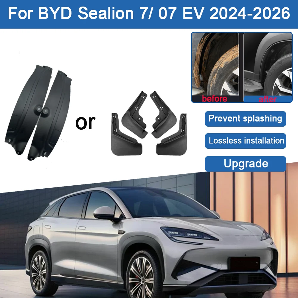 

Car Lined Fenders For BYD Sealion 7 Accessories 07 EV 2024-2026 Mudguard Splash Guards Mudflaps Rear Wheel Anti-Sand Mud Cover