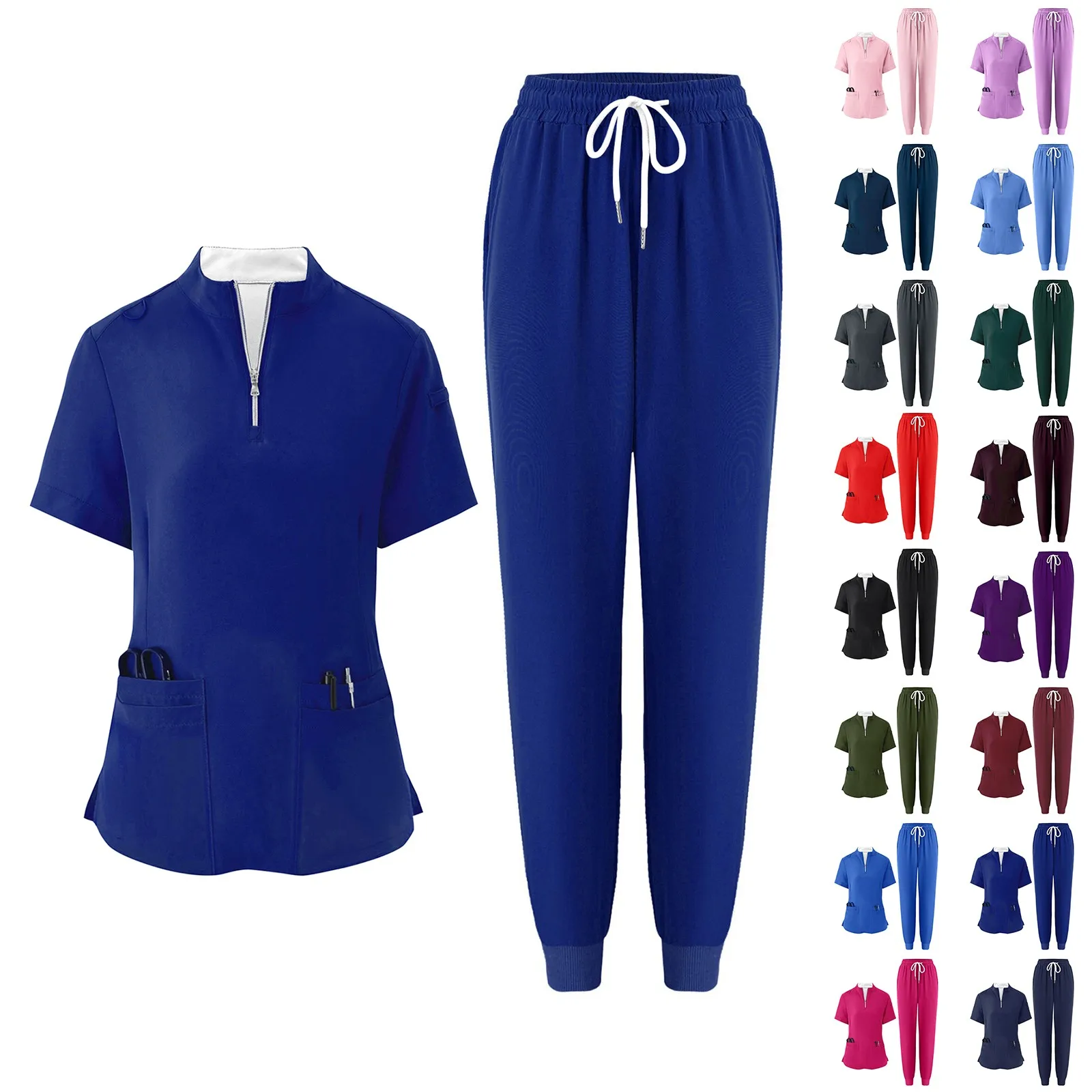 

Soft and Comfortable Solid Hospital Uniform Pet Vet Nurse Scrub Set Women Medical Scrubs Sets of Top and Pants Medical Accessory