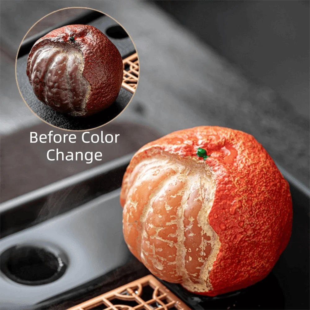 Simulated Color-changing Tangerine Tea Pet Corrosion-resistant Resin Peeled Orange Tea Pet Delicate Tangerine Tea Table Ornament