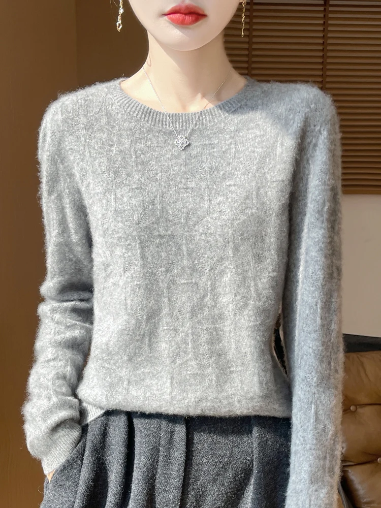 New Arrivals O-neck Hollow Out Autumn Winter Pure Color Women's Pullovers Casual Basic Soft 100% Merino Wool Warm Tops