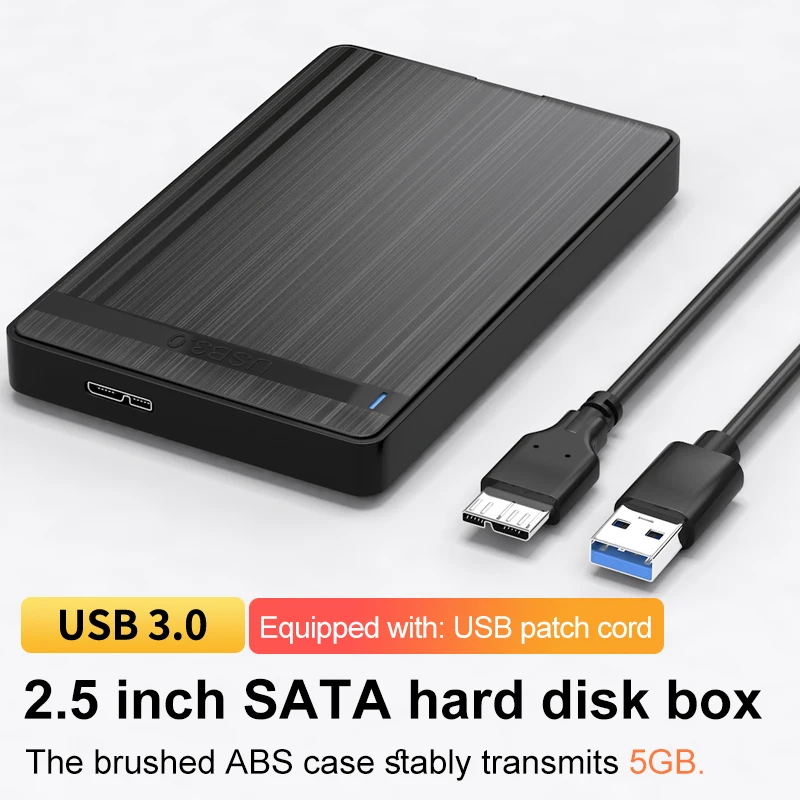 2,5-Zoll-HDD-Gehäuse 5 Gbit/s SATA zu USB 3.0 SSD-HDD-Gehäuse Typ-C USB-A-Kabel Externe Festplatte UASP Tragbares Speichergerät
