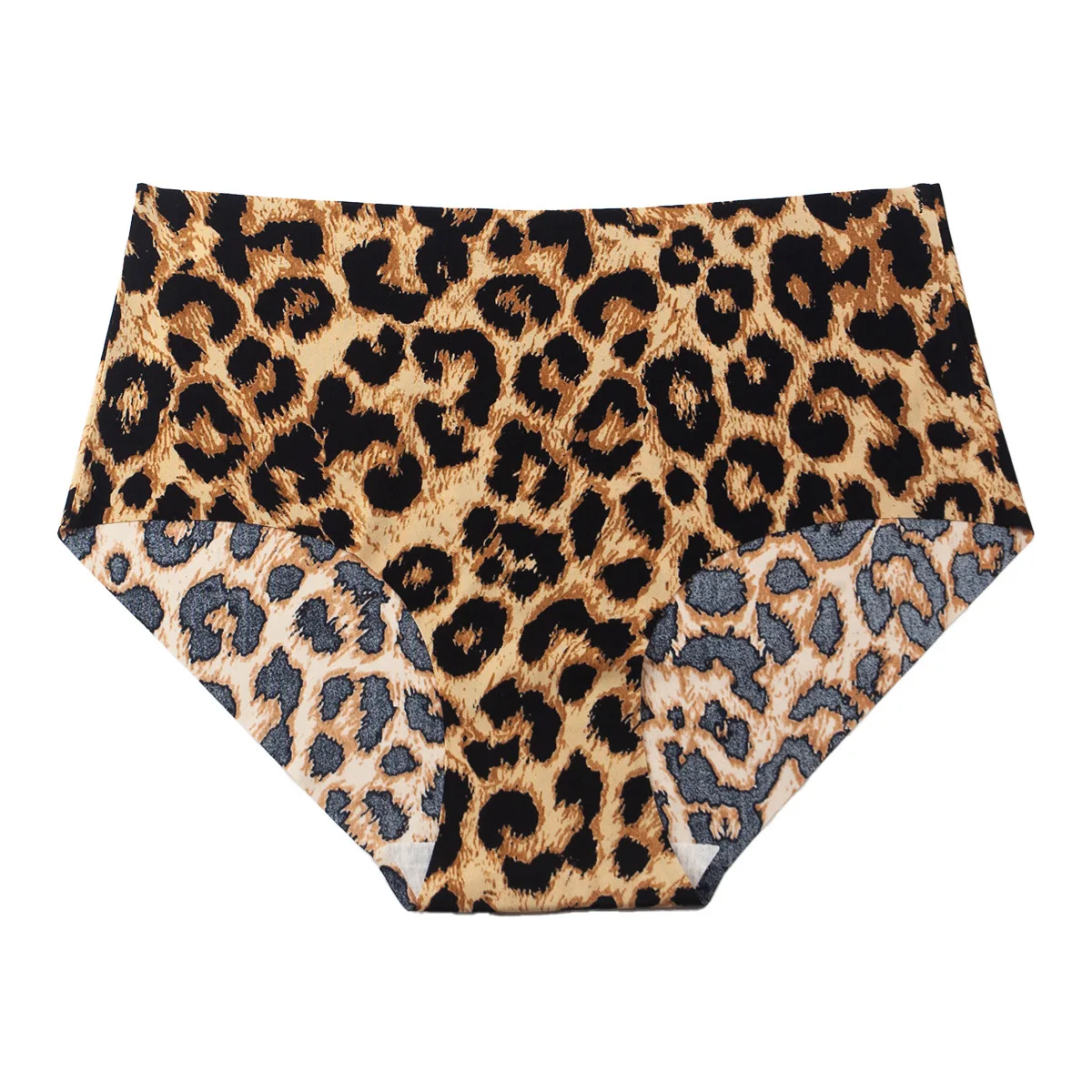 3 pçs calcinha de seda gelo sem costura feminina meados de cintura plus size leopardo impressão roupa interior meninas moda breve senhora conforto calcinha