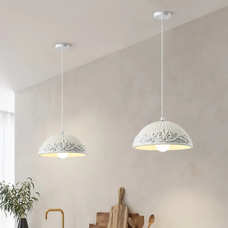 Restaurant Light Modern Simple Luxury Resin Pendant Light Cream Style Design Dining Table Bar Desk Lamp Background Light