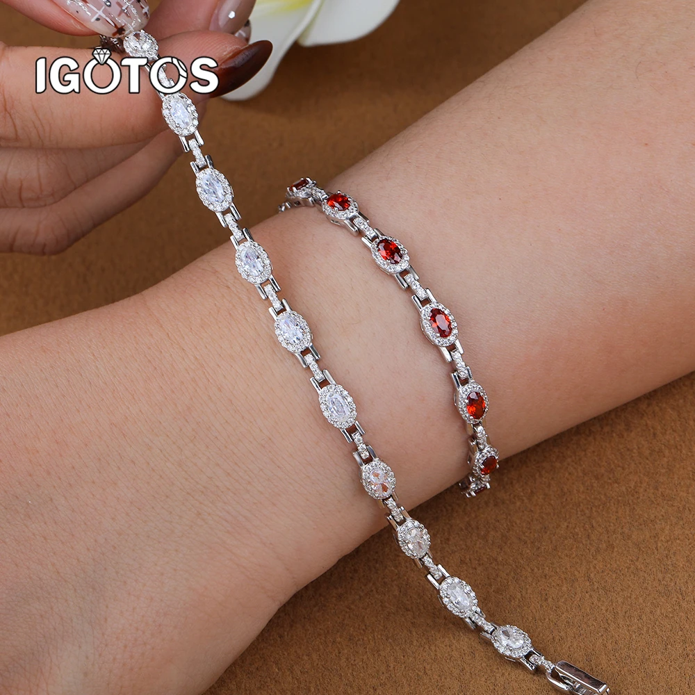 

IGOTOS Full Moissanite Bracelets for Woman White Gold 925 Silver Jewelry Diamond Moissanite Jewelry Certified Girlfriend Gift