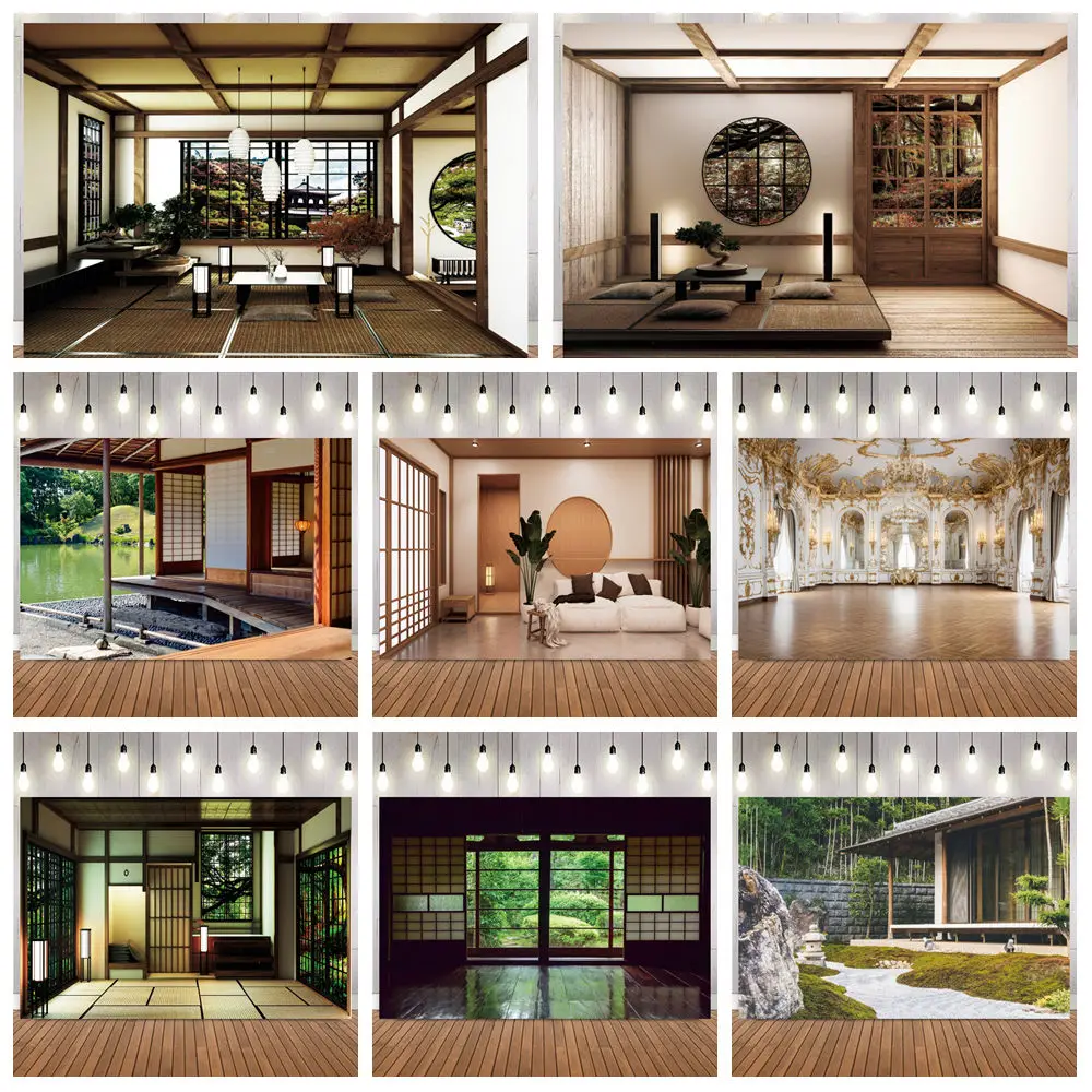 Japanese Style Interior Photography Background Traditional Tatami Living Room Portrait Shooting Home Decoration Photo Backdrop