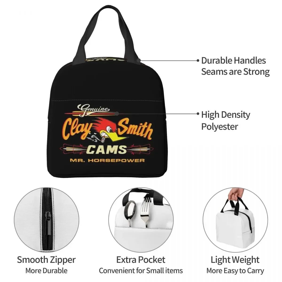 Clay Smith Cams Isolated Lunch Bags, Made in The USA Street, Lunch Box, Tote para Mulheres, Trabalho, Escola de Crianças