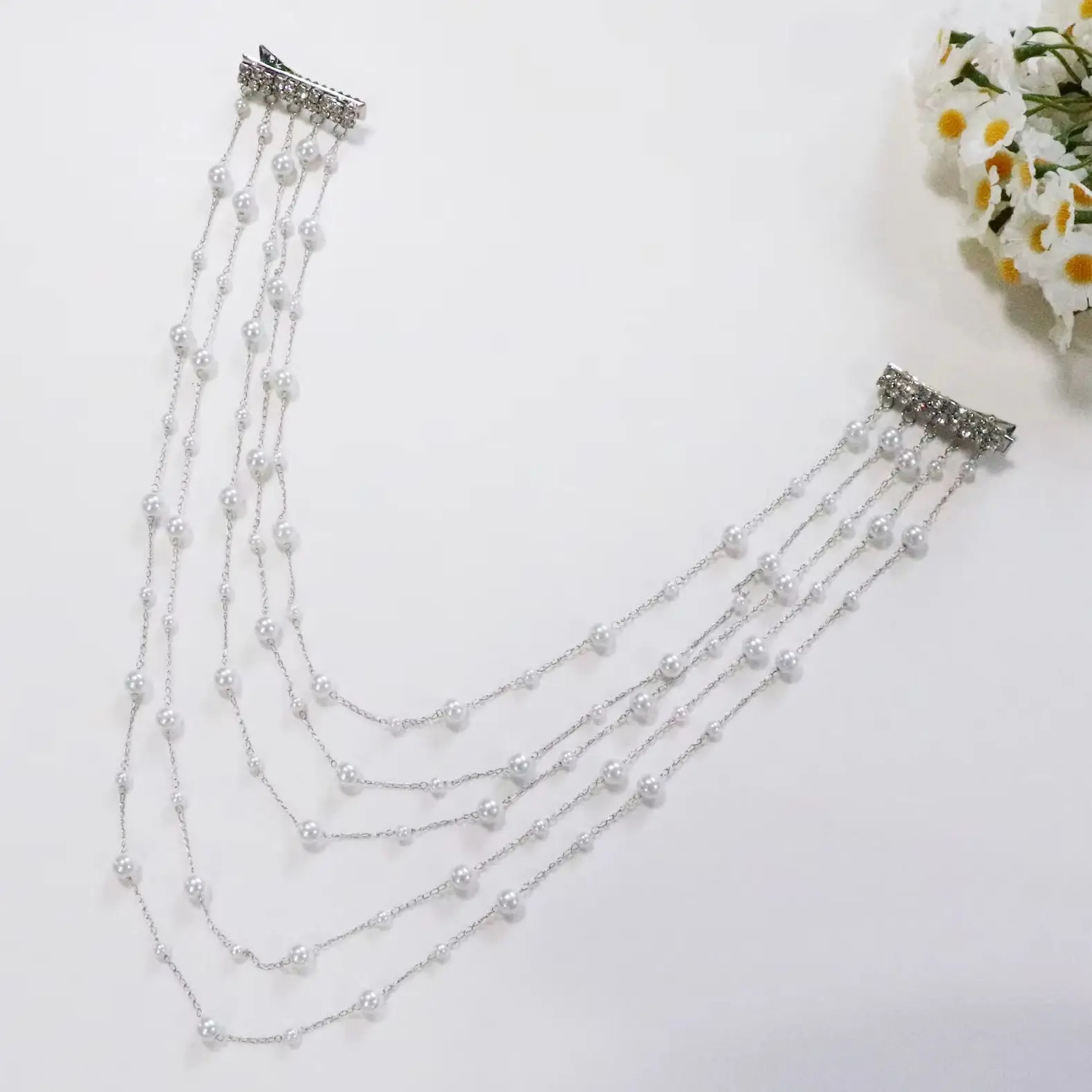 1Pcs Pearl Tassel Beaded Hair Clip - Retro Elegant Versatile Pin Light Luxury Hair Accessories Banquet Evening Dress Gift - view 3