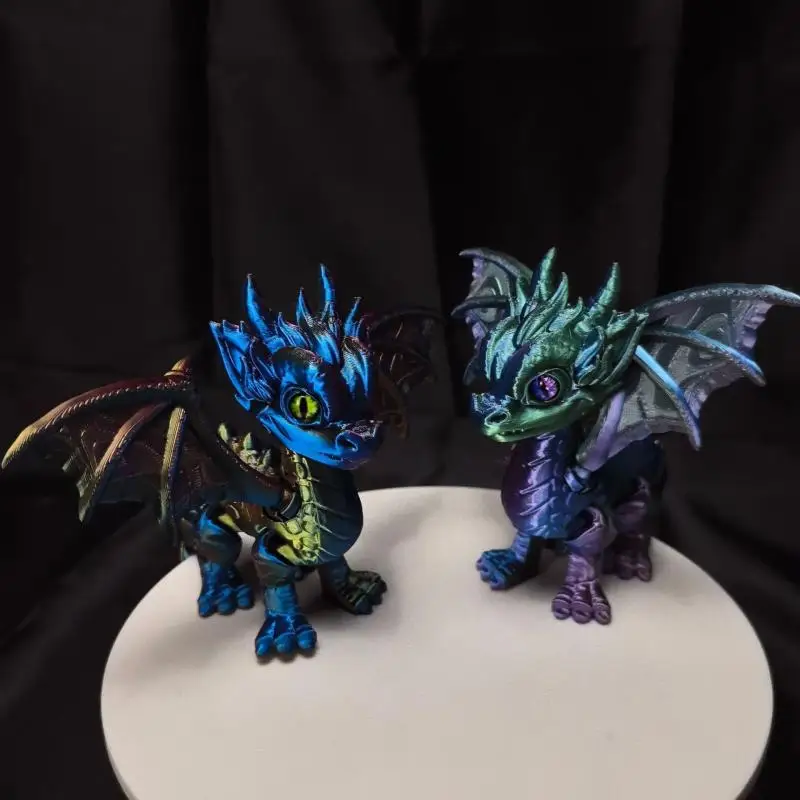 3D Printed Articulated Dragon Wings Tail Western Dragon Retracted Moved Ornament Model Figurine Gift