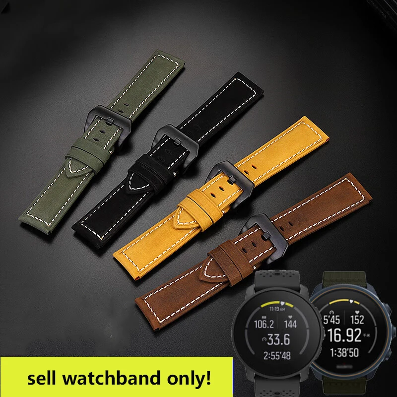 

24mm quick detachable leather strap For Suunto smartwatch strap Suunto 9 PEAK/BARO Suunto 7/Suunto D5 frosted cowhide strap