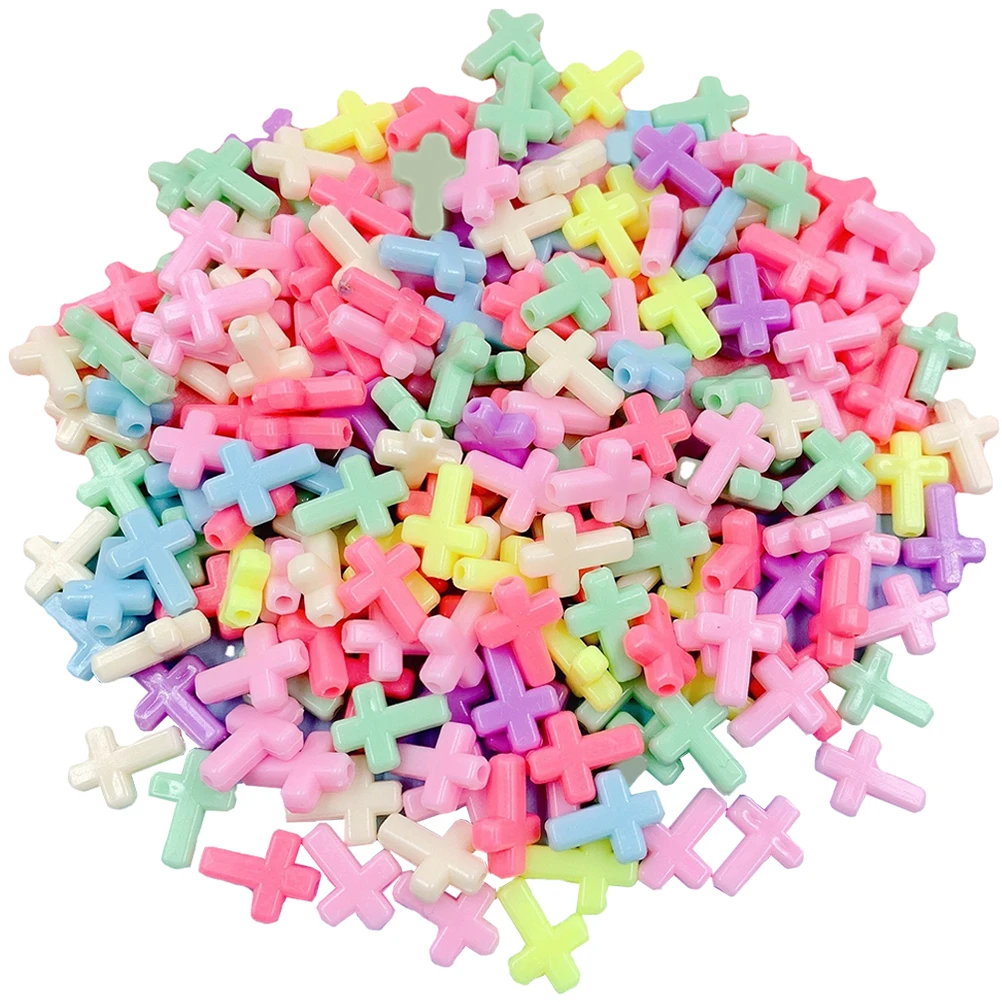 

100Pcs Durable Acrylic Cross Beads DIY Jewelry Making Supplies for Necklace Bracelet Crafting Jewelry Beads Decorative Bead