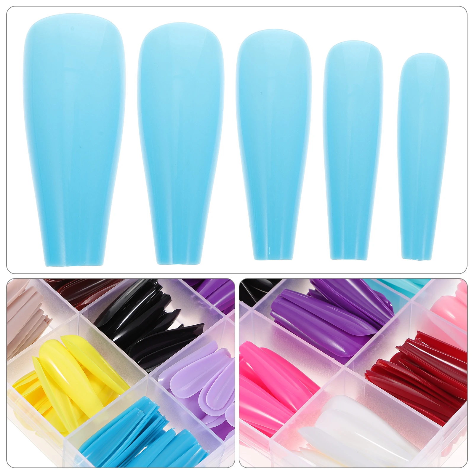 

Press On Fake Nails Ballerina False Nail Tips Long Solid Color Full Cover Diy Nail Art Accessories For Wedding Prom Home