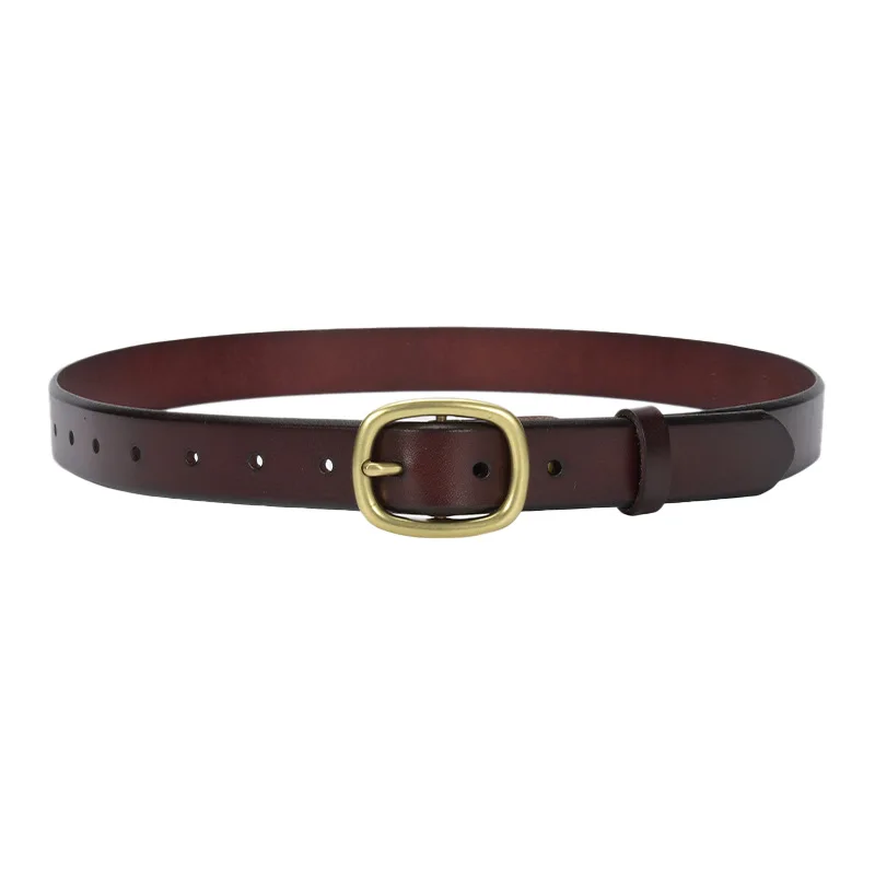 New women's genuine leather belt single layer pure cowhide first layer retro fashion versatile Japanese buckle belt