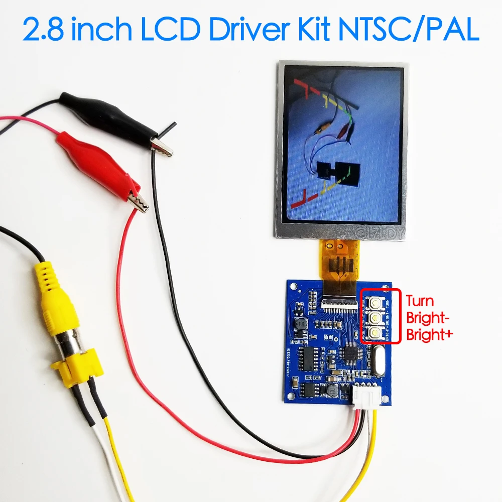 Kit de módulo de pantalla lcd de 2,8 pulgadas, interruptor automático NTSC/PAL 960x240 4:3, interruptor automático RCA AV para timbre, pantalla de coche, vídeo CCTV para coche